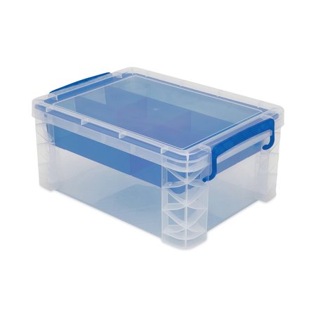 ADVANTUS Dividable Bin, Clear/Blue, Not Specified, 14-1/4 in L, 10.3 in W, 6-1/2 in H 37371